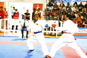 Sailas Piskaut representing PNG in karate in the recent Pacific Games in Noumea. Image courtesy of Andrew Molen