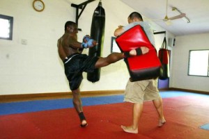 Lee Garap training with Michael Chui at the Life Gym at Holiday Inn back in 2008.  Photo: Andrew Molen